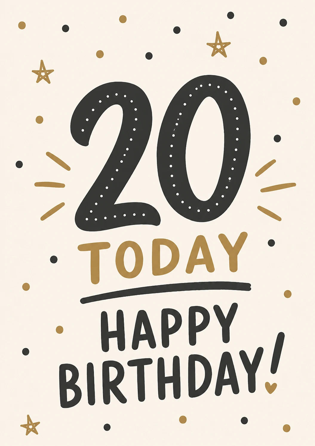 Gold Star Confetti 20 Today Happy Birthday Card
