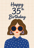Load image into Gallery viewer, Retro Sunglasses Woman 35th Birthday Card for Her
