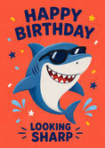 Load image into Gallery viewer, Funny Cool Shark with Sunglasses Birthday Card
