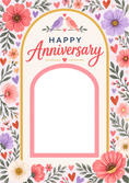 Load image into Gallery viewer, Floral Lovebirds Photo Upload Anniversary Card for Her

