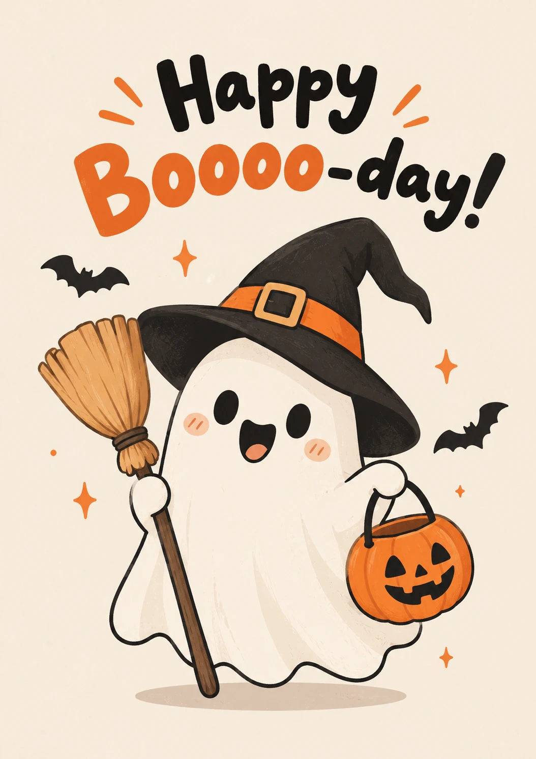 Funny Ghost Witch Boo-day Halloween Card