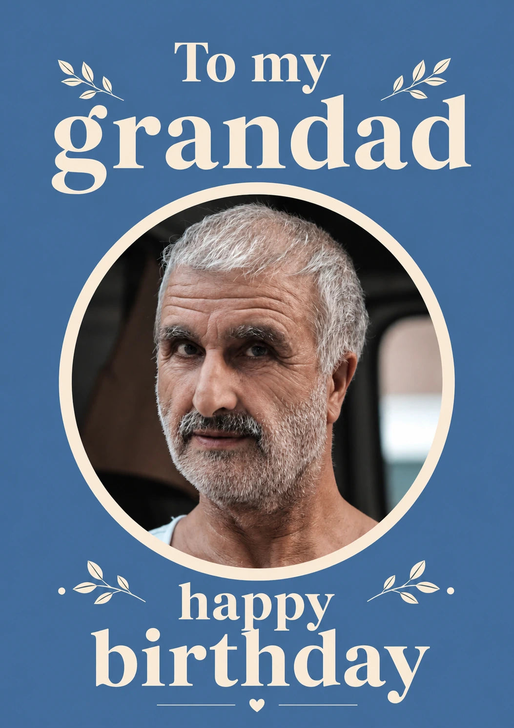 To My Grandad Blue Botanical Photo Upload Birthday Card for Him