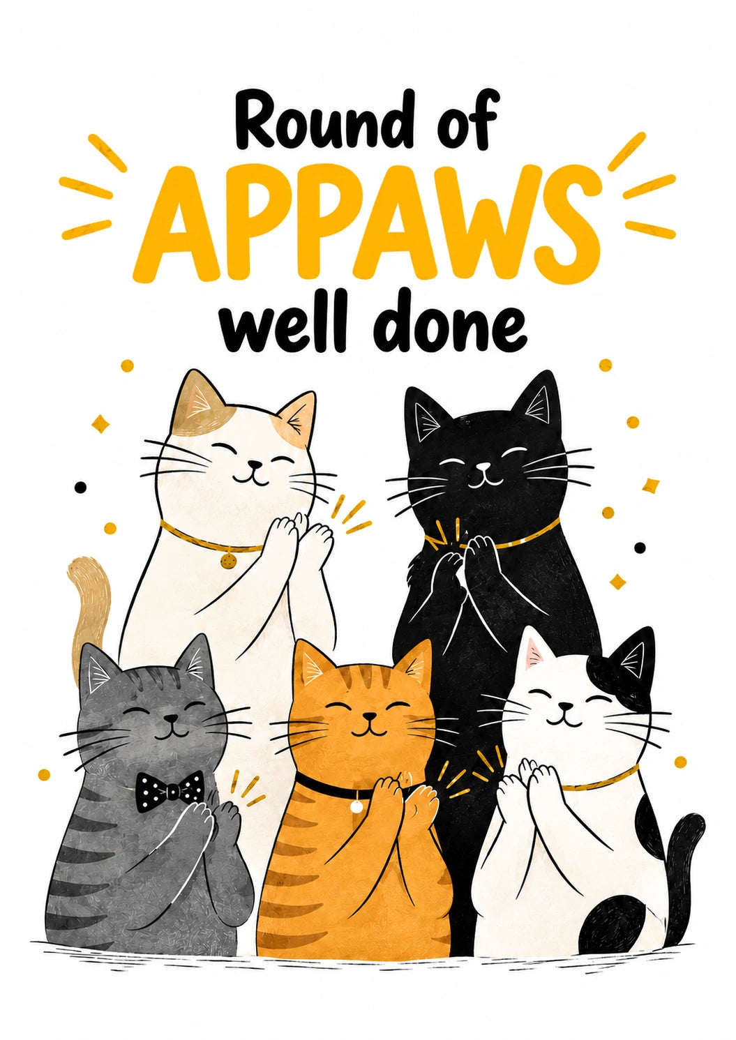 Funny Round of Appaws Cats Congratulations Card