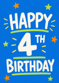 Load image into Gallery viewer, Bright Blue Star Burst 4th Birthday Card for Him
