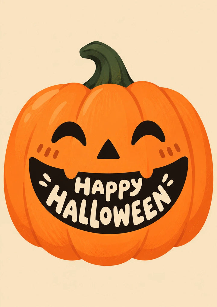 Funny Grinning Jack-O-Lantern Happy Halloween Card