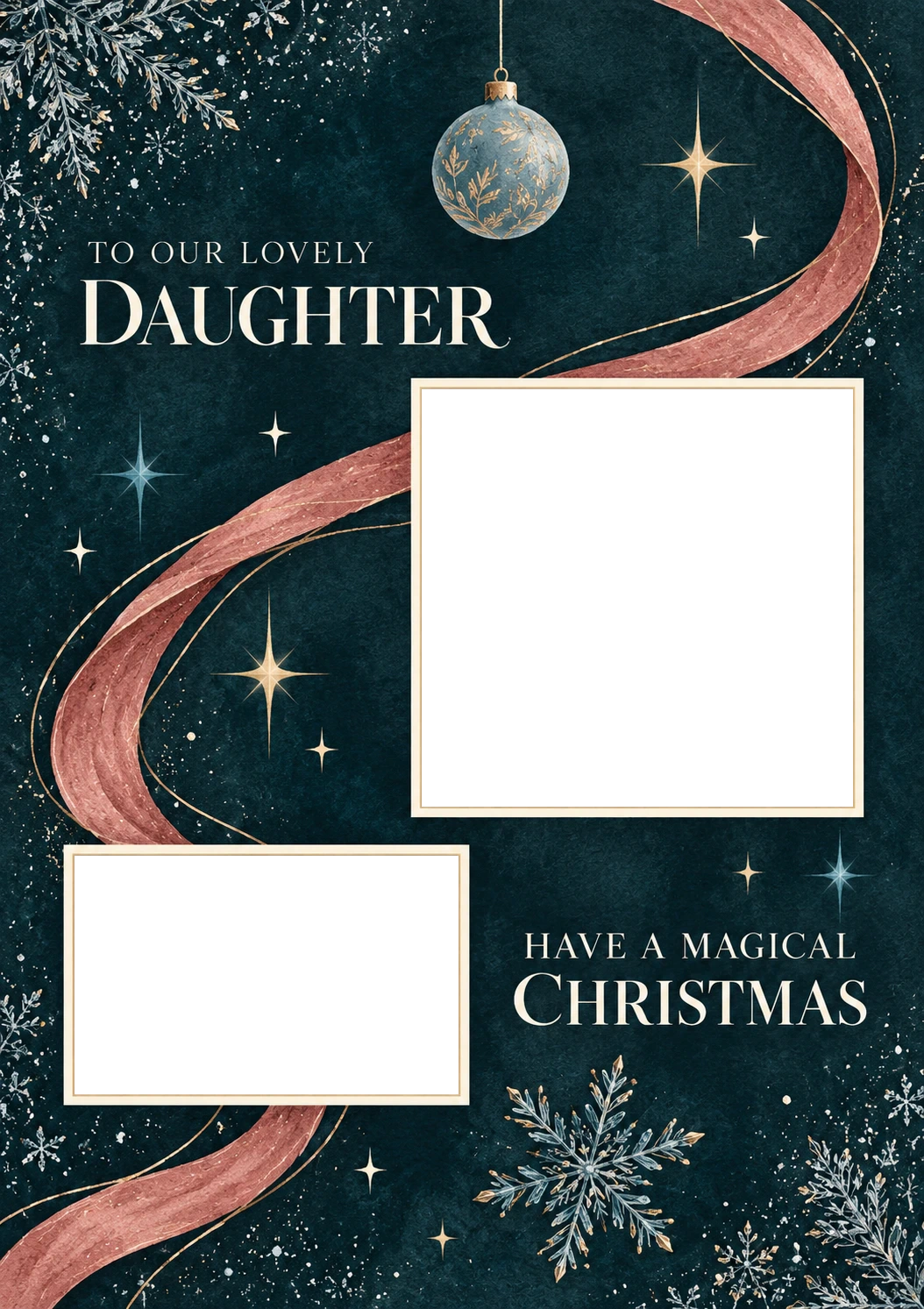 Magical Ribbon Daughter Photo Upload Christmas Card for Her