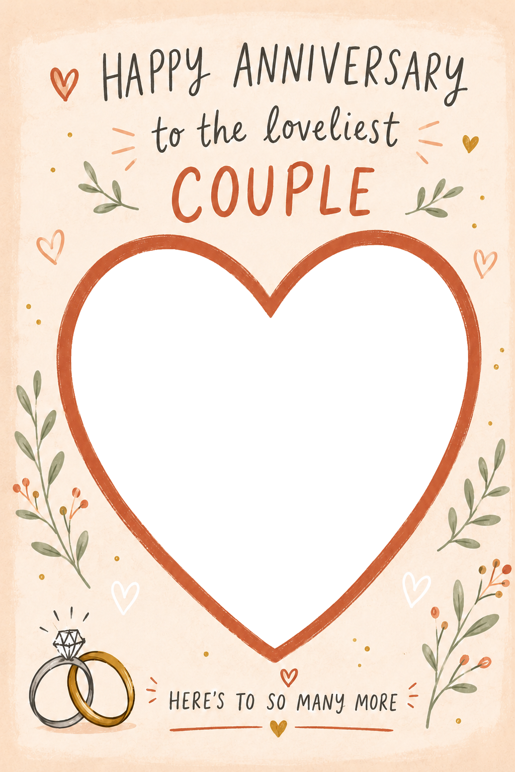 Loveliest Couple Heart Frame Photo Upload Anniversary Card