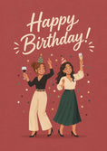 Load image into Gallery viewer, Two Women Celebrating with Wine 55th Birthday Card for Her
