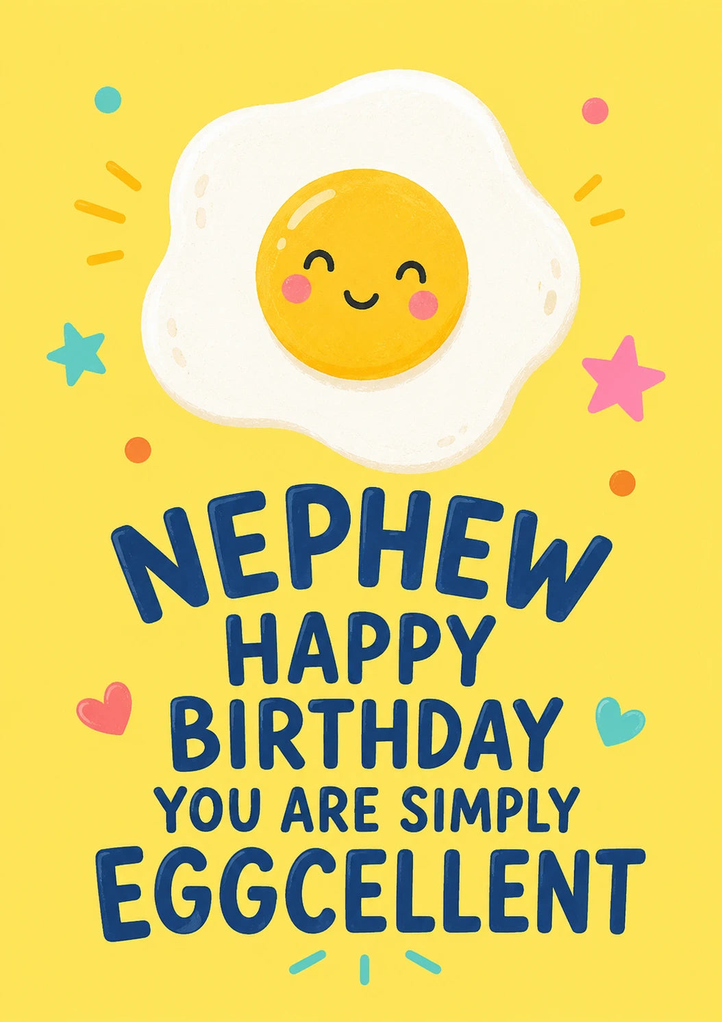 Funny Eggcellent Fried Egg Nephew Birthday Card for Him