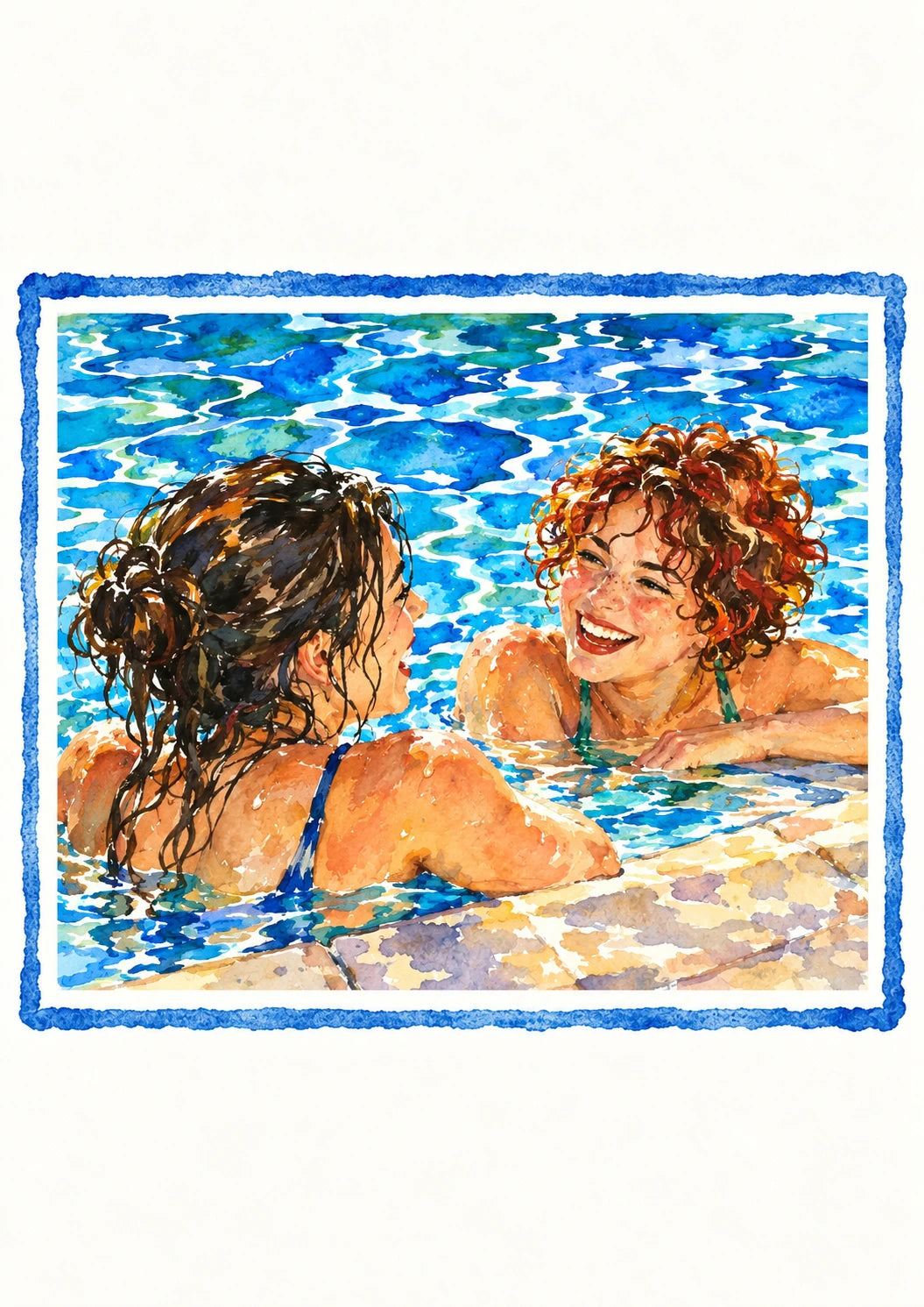 Watercolour Pool Friends Friendship Card for Her