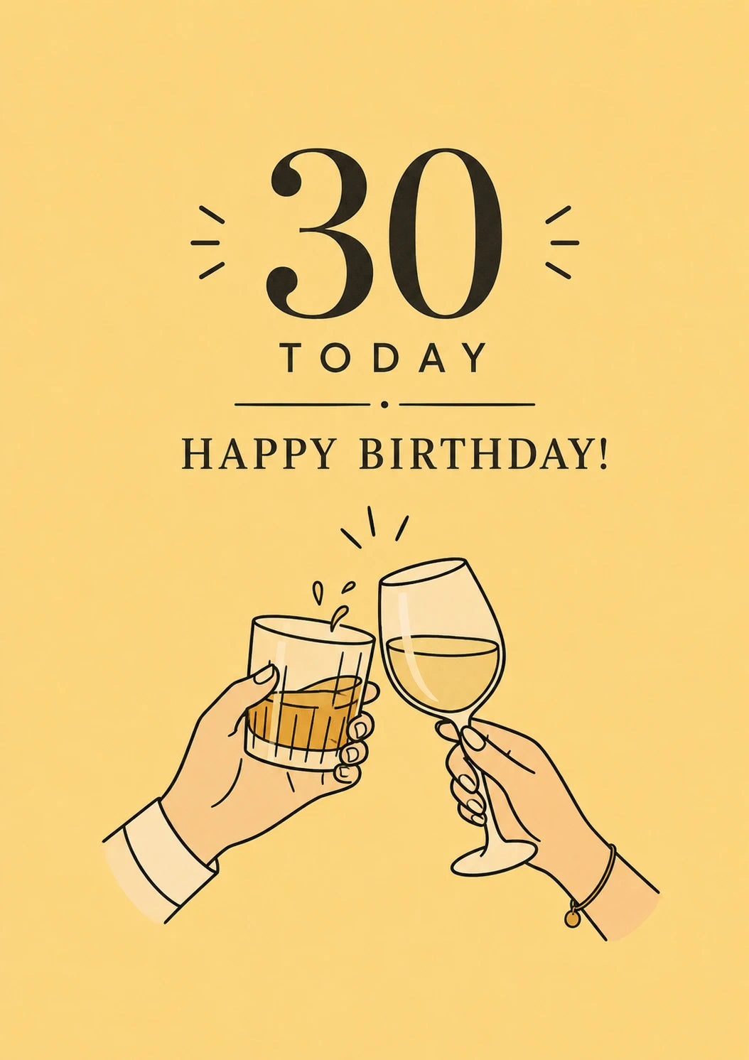 Cheers Toast Illustration 30th Birthday Card