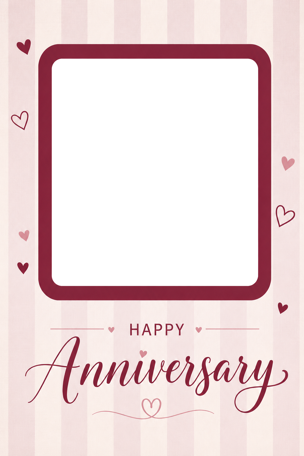 Pink Striped Hearts Photo Upload Anniversary Card for Her