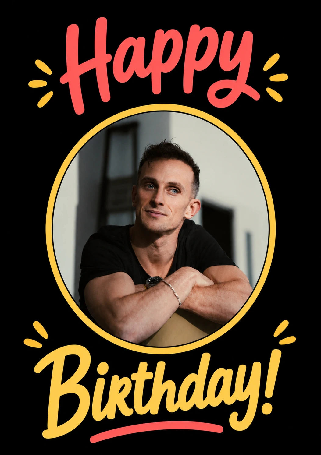 Bold Bright Happy Birthday Text Photo Upload Birthday Card