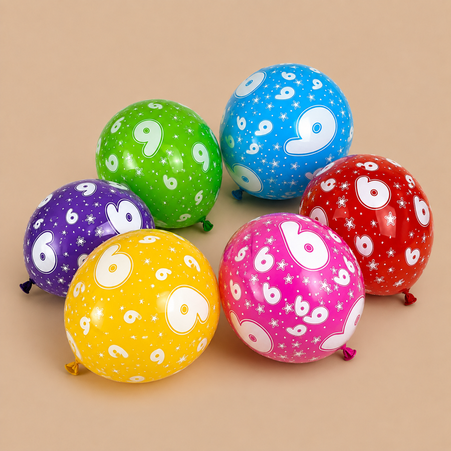 Multicoloured 9th Birthday Balloons – Pack of 10