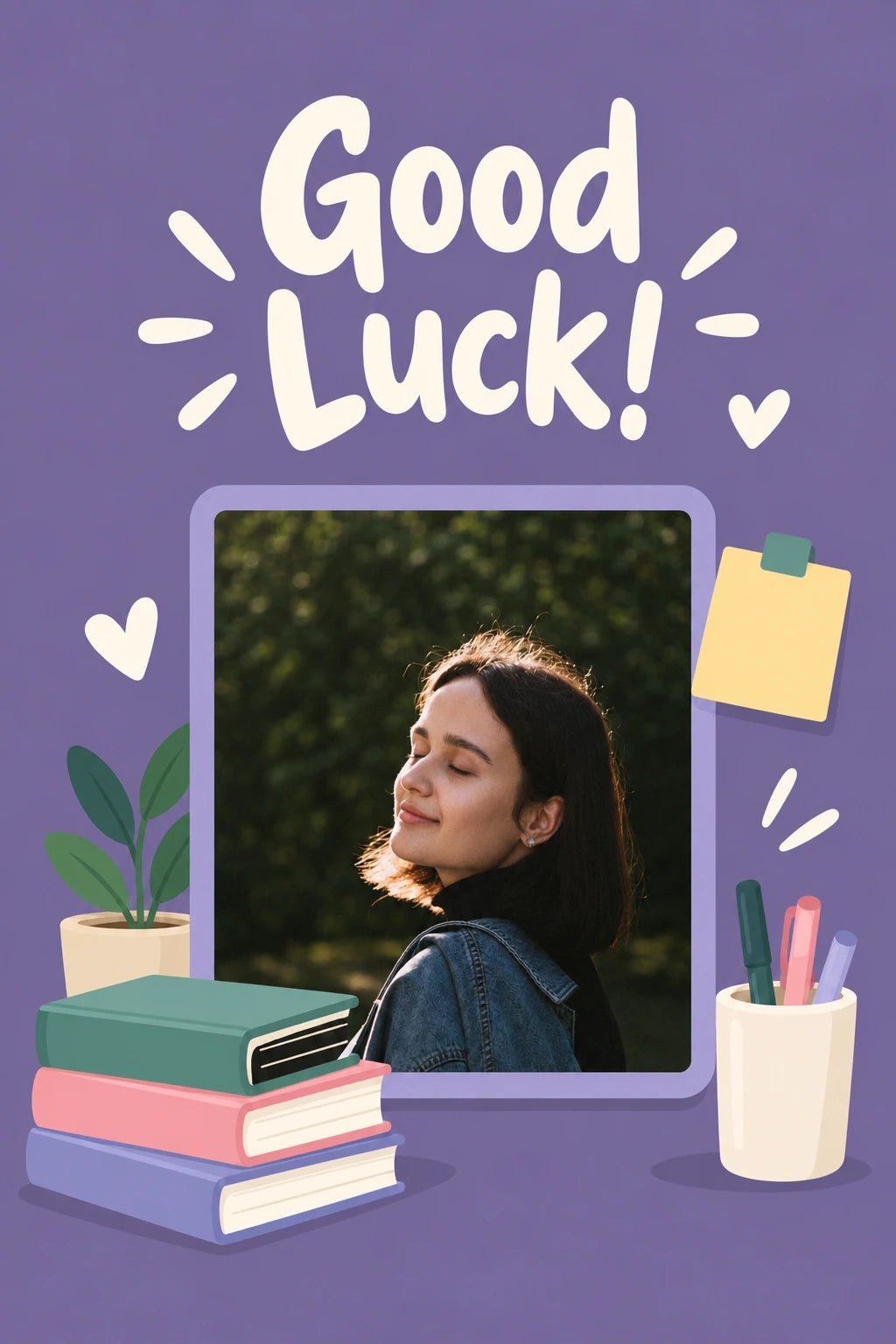 Good Luck Purple Stationery Photo Upload Back to School Card for Her