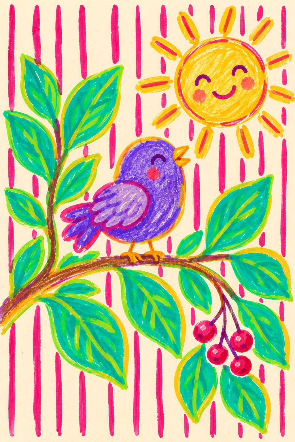 Cheerful Blue Bird on Branch Just Because Card