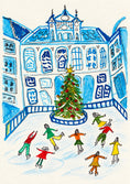 Load image into Gallery viewer, Ice Skating Rink Christmas Tree Christmas Card
