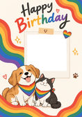 Load image into Gallery viewer, Rainbow Pride Pets Photo Upload Birthday Card
