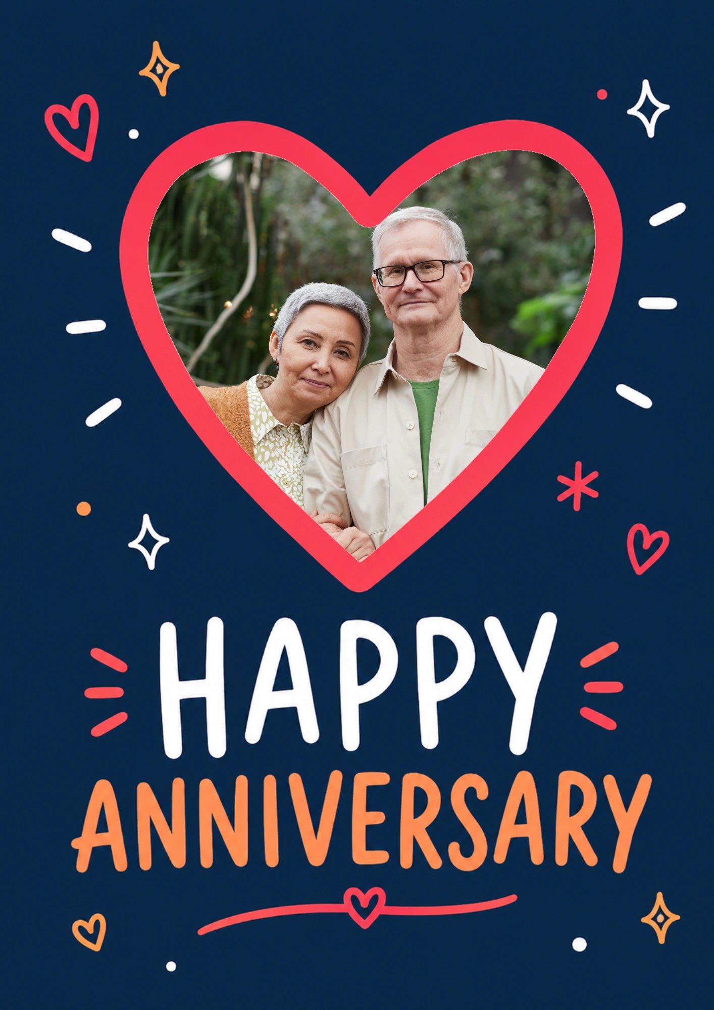 Happy Doodle Heart Photo Upload Anniversary Card