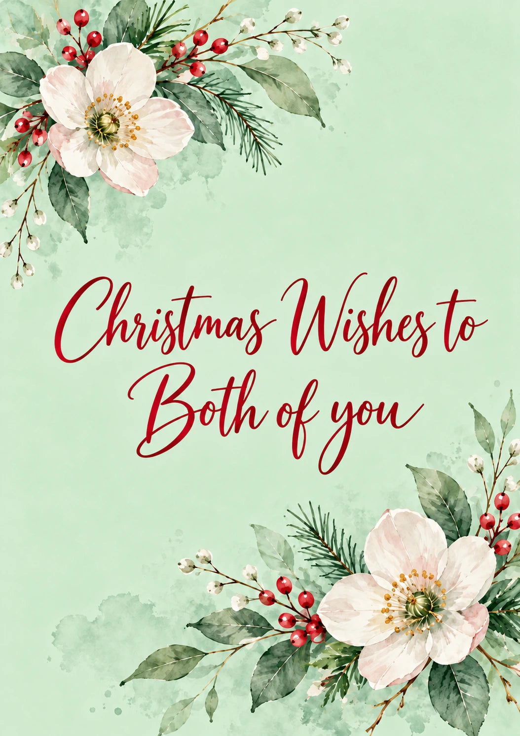 Uplifting Floral Watercolour Christmas Card for Auntie