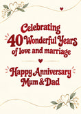 Load image into Gallery viewer, Ruby Red Floral 40th Wedding Anniversary Card for Mum & Dad

