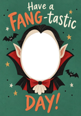 Load image into Gallery viewer, Funny Vampire Fang-Tastic Photo Upload Halloween Card
