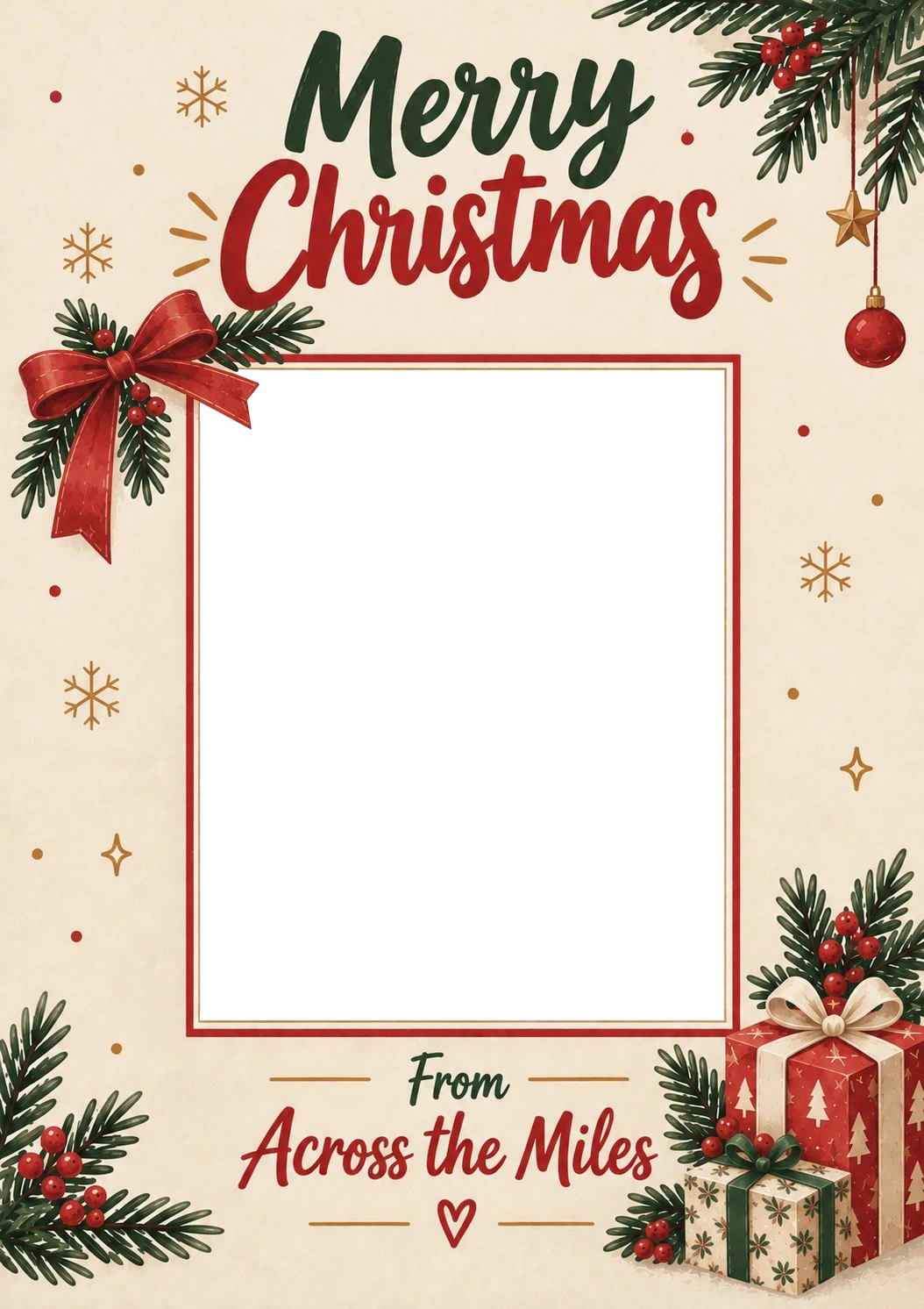 Across the Miles Festive Photo Upload Christmas Card for Granddaughter
