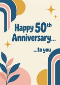 Load image into Gallery viewer, Retro Boho 50th Anniversary Card for Parents
