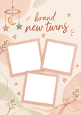 Load image into Gallery viewer, Boho Stars Triple Photo Upload New Baby Card for Daughter
