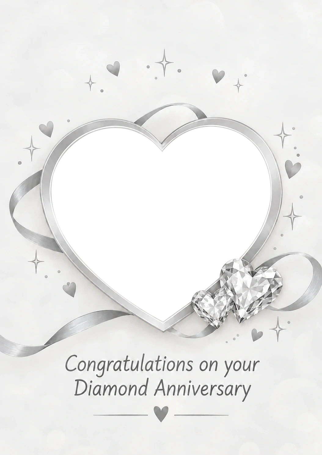 Silver Heart Diamond Photo Upload 60th Anniversary Card