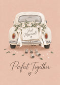 Load image into Gallery viewer, Just Married Vintage Car Floral Wedding Card

