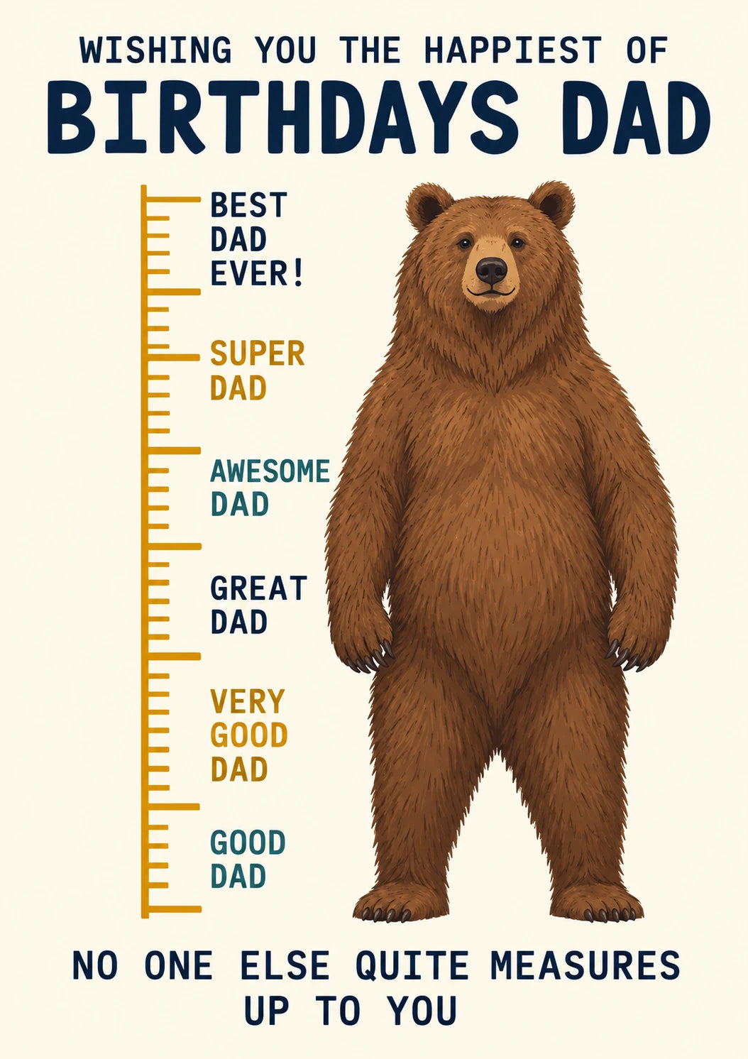 Funny Bear Dad Scale Best Dad Ever Birthday Card for Him