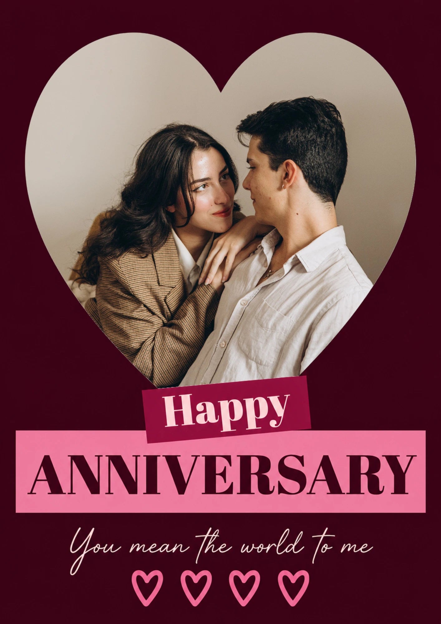 You Mean the World to Me Photo Upload Anniversary Card for Her