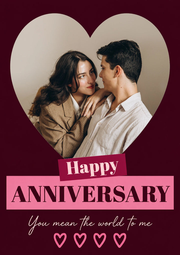 You Mean the World to Me Photo Upload Anniversary Card for Her