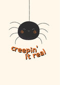 Load image into Gallery viewer, Funny Cute Hanging Spider Creepin' It Real Halloween Card for Him
