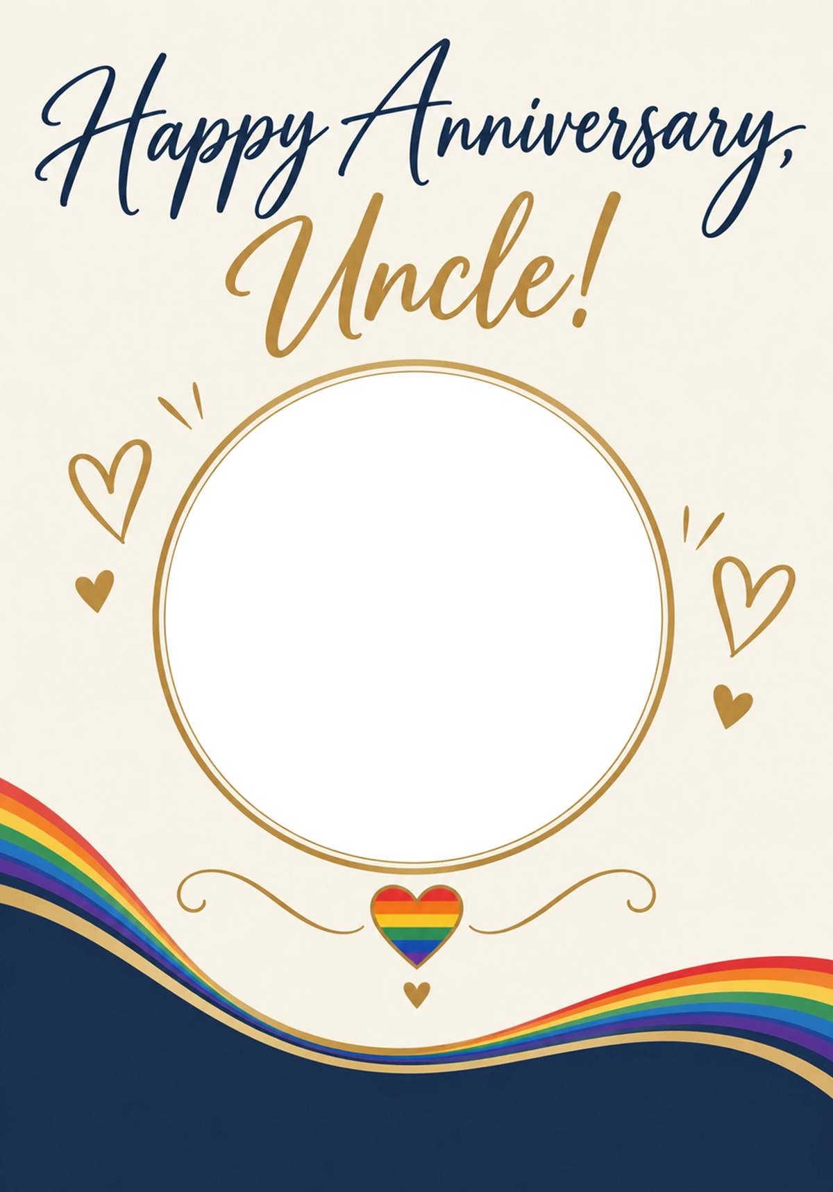 Rainbow Heart Uncle Photo Upload Anniversary Card