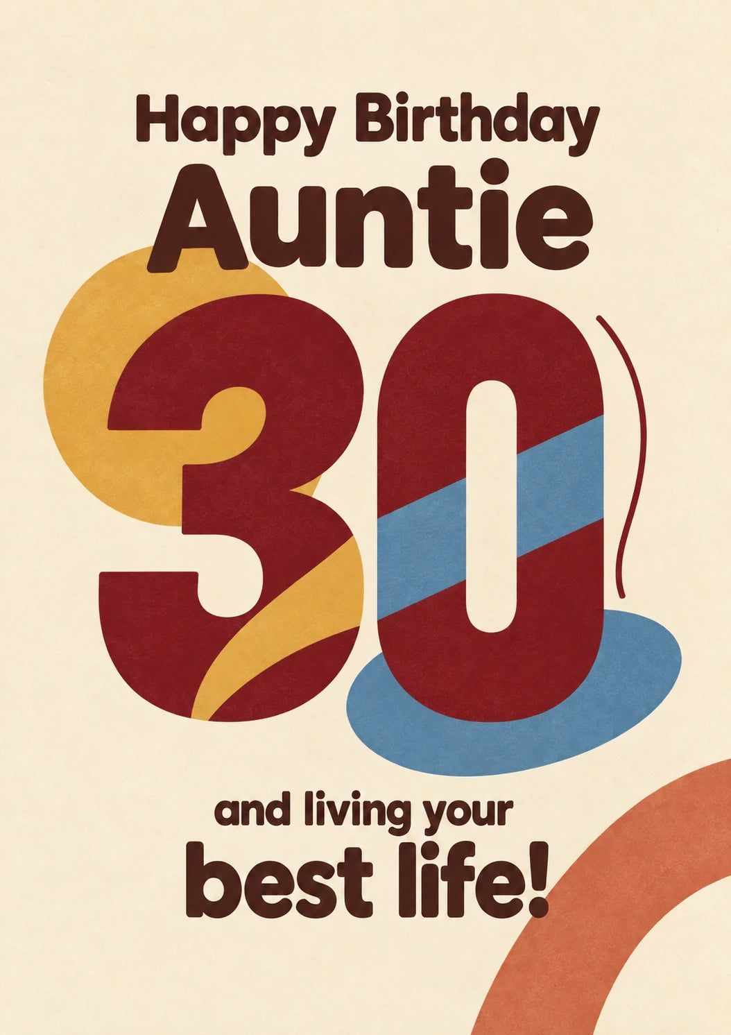 Retro Bold 30th Auntie Birthday Card for Her