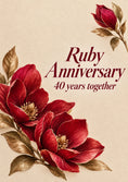 Load image into Gallery viewer, Ruby Red Magnolia Floral 40th Anniversary Card for Wife
