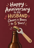 Load image into Gallery viewer, Cheers and Beers 5th Anniversary Card for Him
