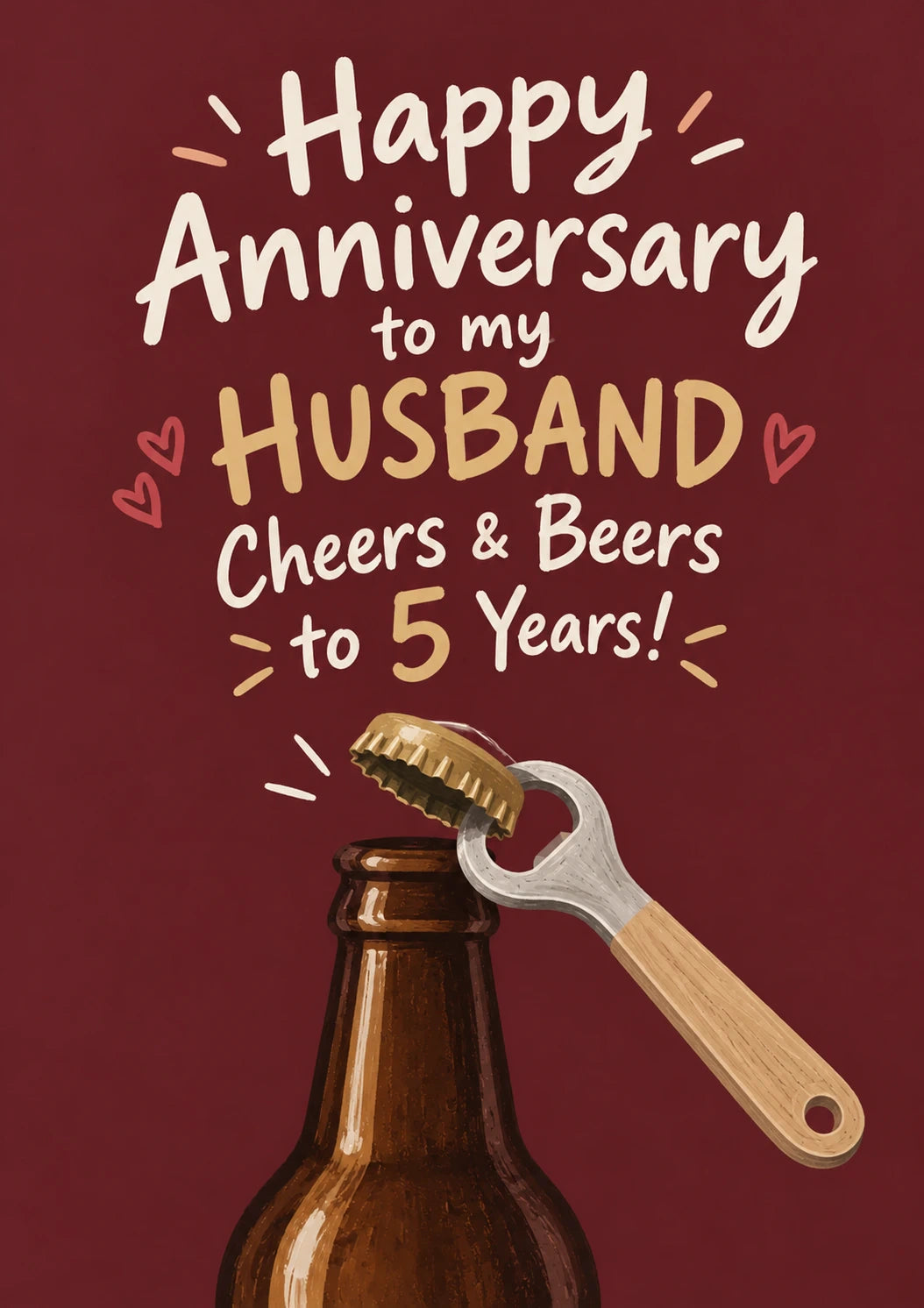 Cheers and Beers 5th Anniversary Card for Him