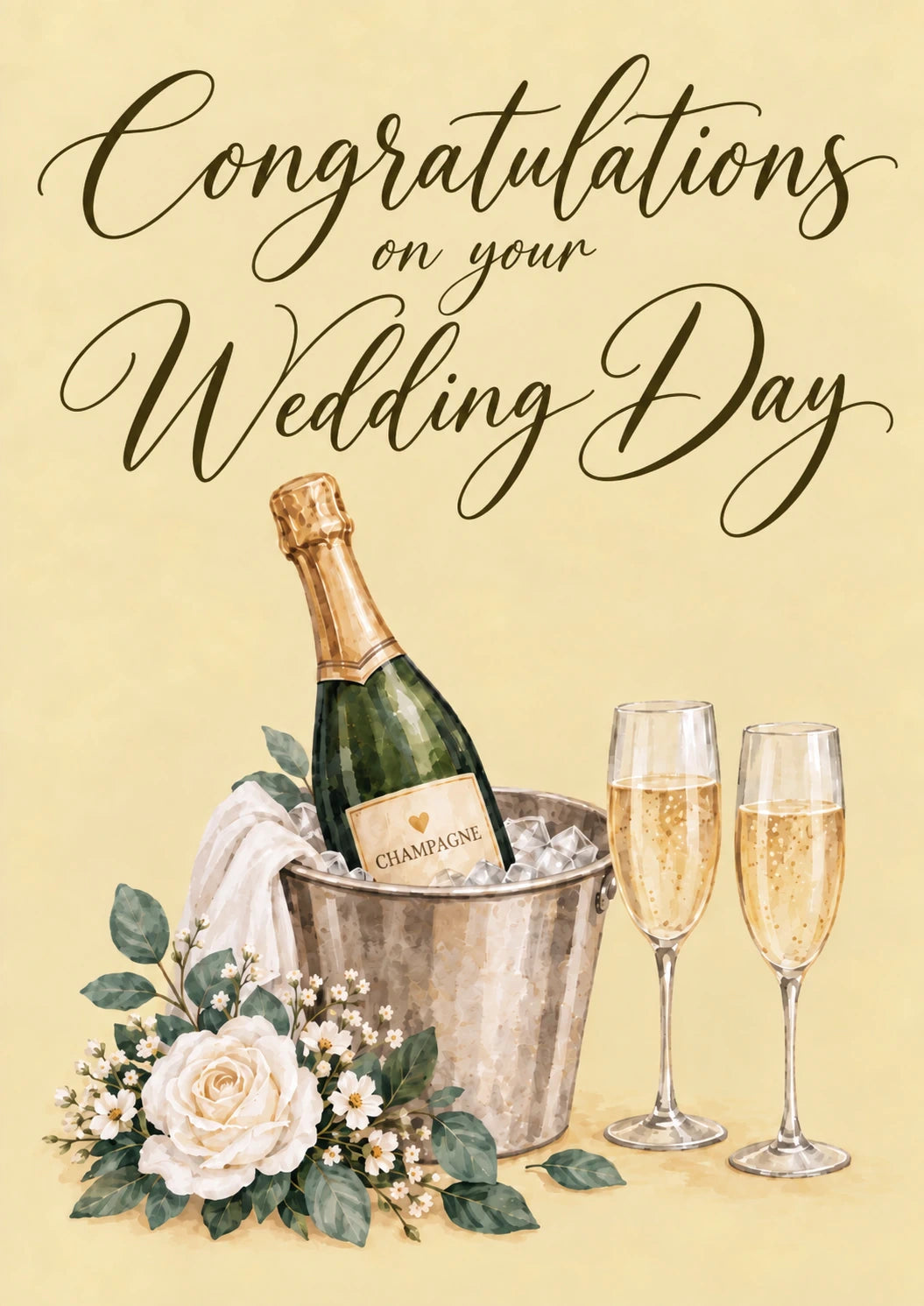 Champagne Bucket Floral Wedding Day Card for Mum and Dad