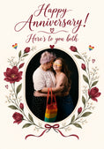 Load image into Gallery viewer, Rainbow Hearts Floral Wreath Photo Upload Anniversary Card
