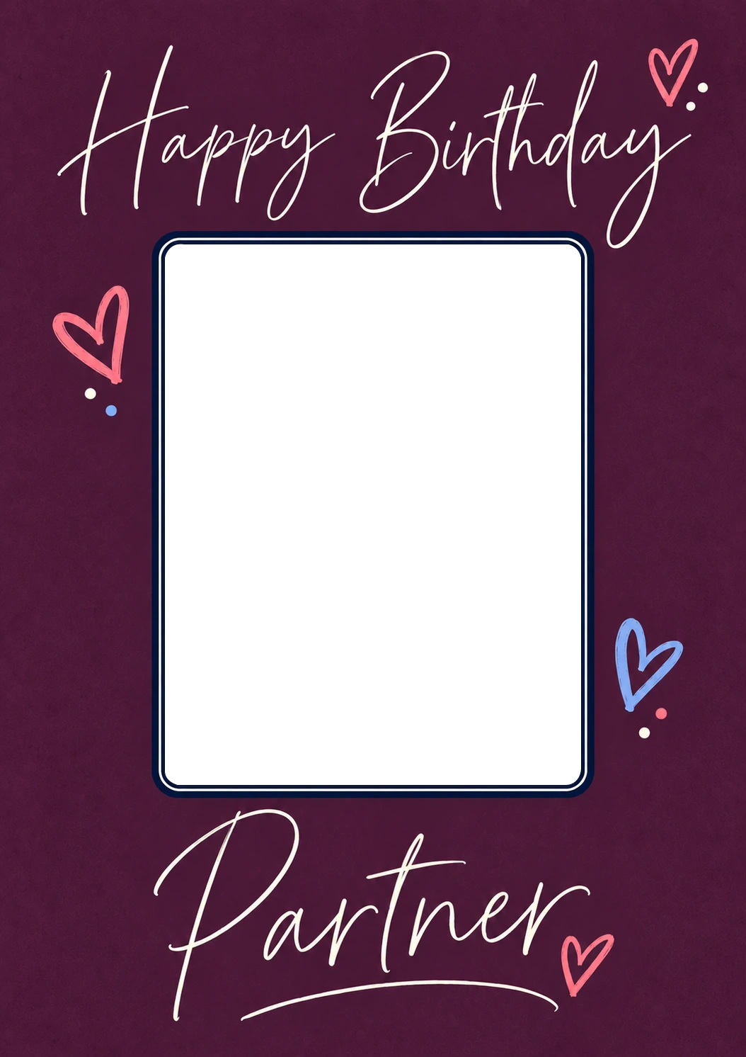 Romantic Heart Doodle Photo Upload Birthday Card for Her