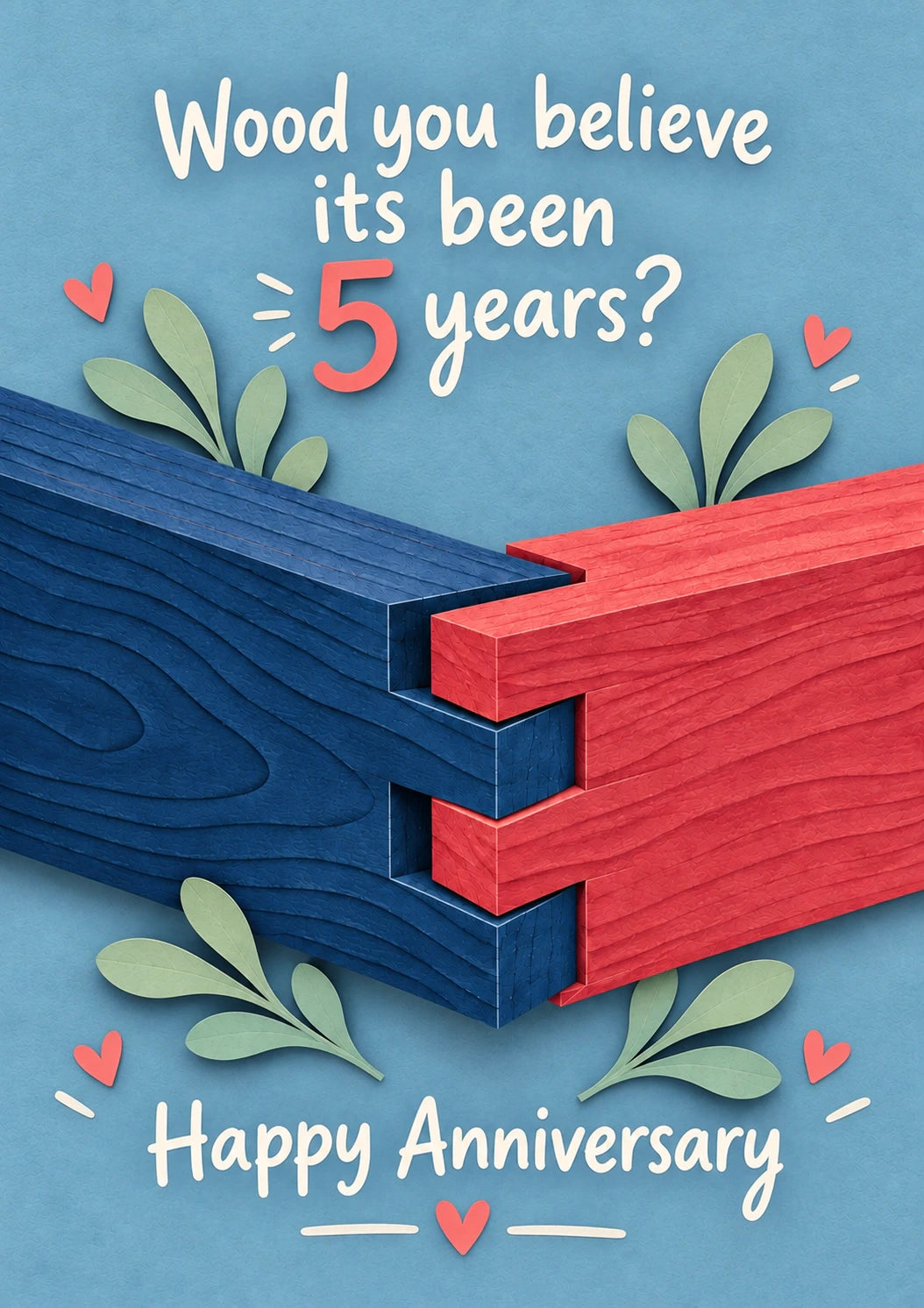 Funny Wood You Believe It's Been 5 Years Anniversary Card