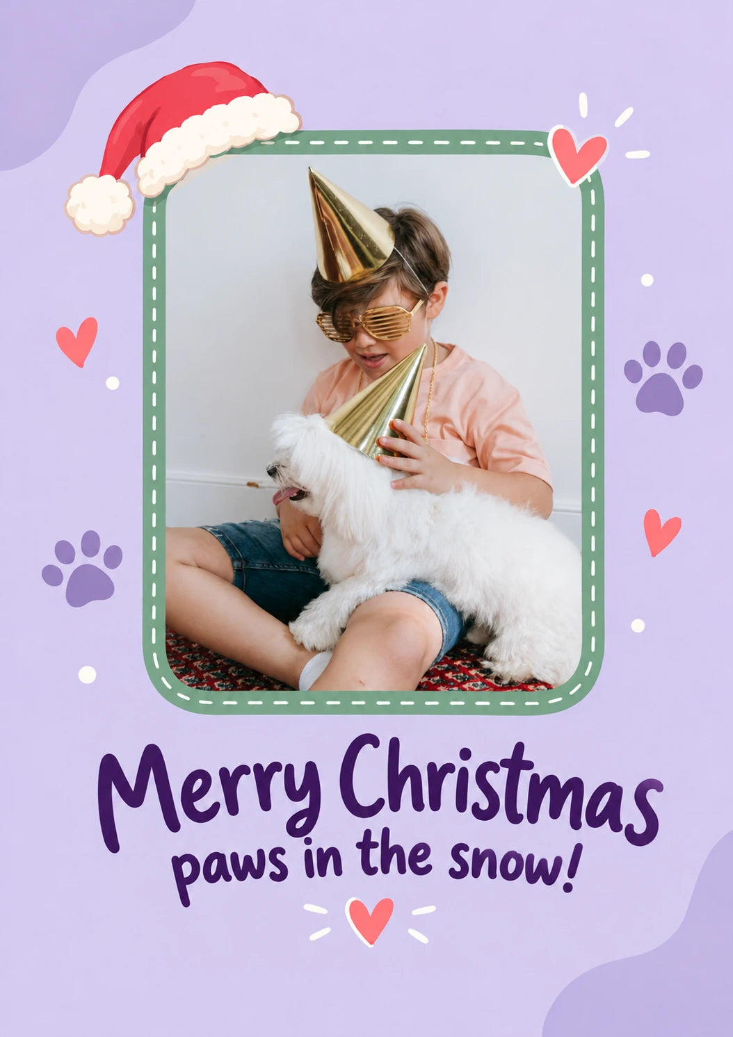 Funny Dog Party Hat Photo Upload Christmas Card for Nephew