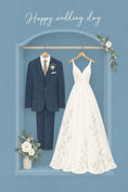 Load image into Gallery viewer, Navy Suit and Floral Dress Wedding Card
