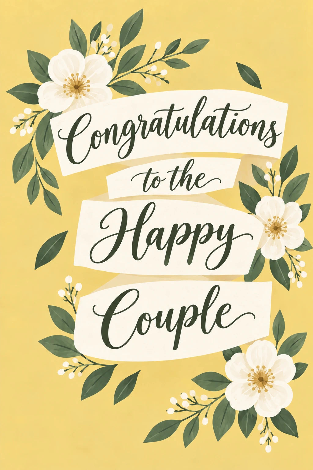 Congratulations to the Happy Couple Floral Wedding Card