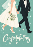 Load image into Gallery viewer, Bride and Groom Walking Congratulations Wedding Card
