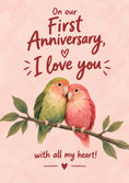 Load image into Gallery viewer, Lovebirds on Branch First Anniversary Card for Her
