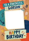 Load image into Gallery viewer, Fantastic Godson Colourful Kraft Photo Upload Birthday Card for Him

